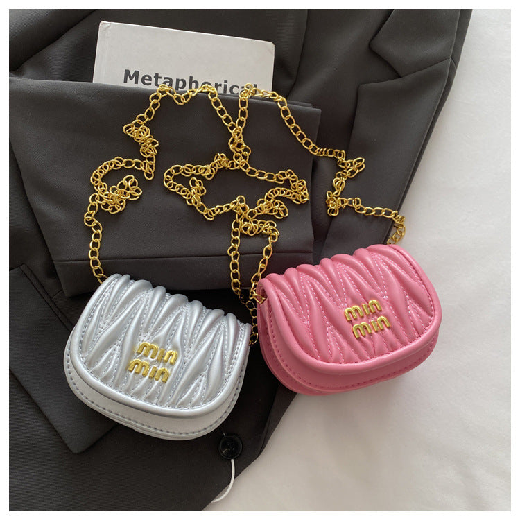 Women Mini Pleated Shell Bag Chain Bag Modern Crossbody Shoulder Bag 23