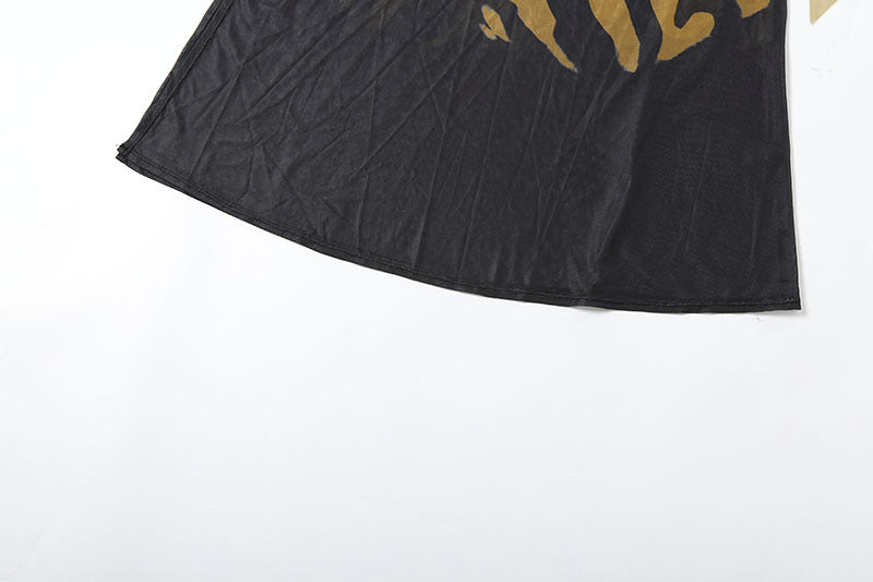 Summer Chic Sexy Mesh Low-Back Slit Print Bodycon Dress 16