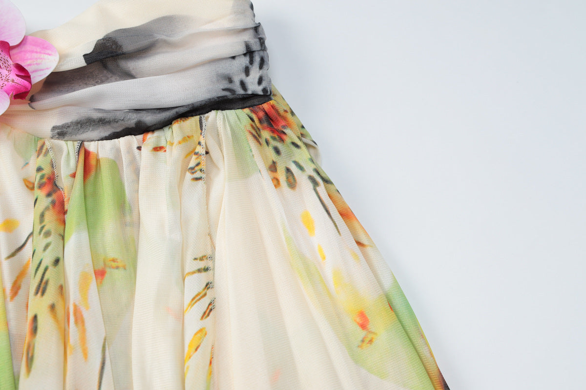 Autumn Women's Sexy Halter Neck Low Back Mesh Patchwork Floral Embellished Top 13