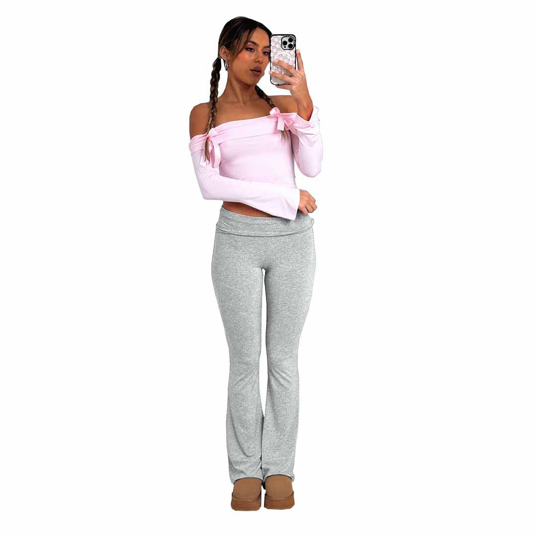 Women's Fashion Comfortable Slim Fit Low Rise Bell Bottom Pants 8
