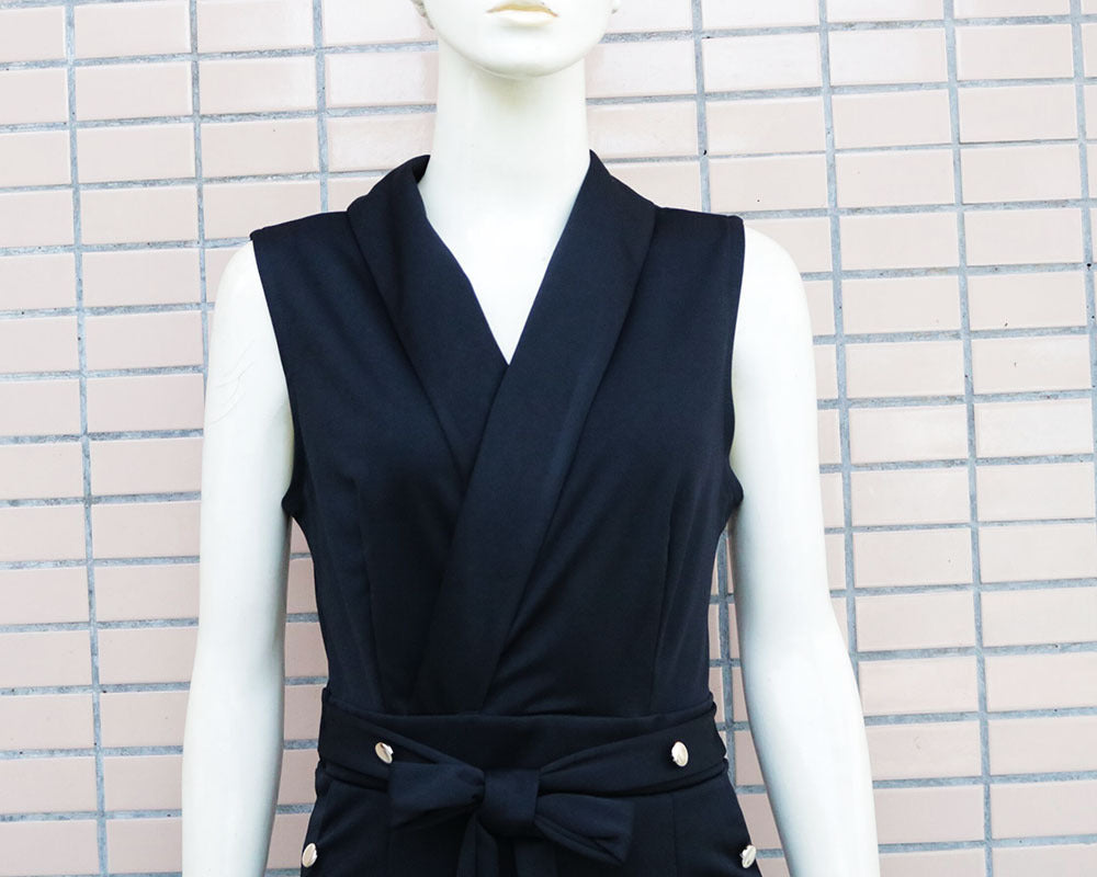 Spring/Summer Sexy Turndown Collar Sleeveless Bodysuit Slim Fashion Professional Jumpsuit 9