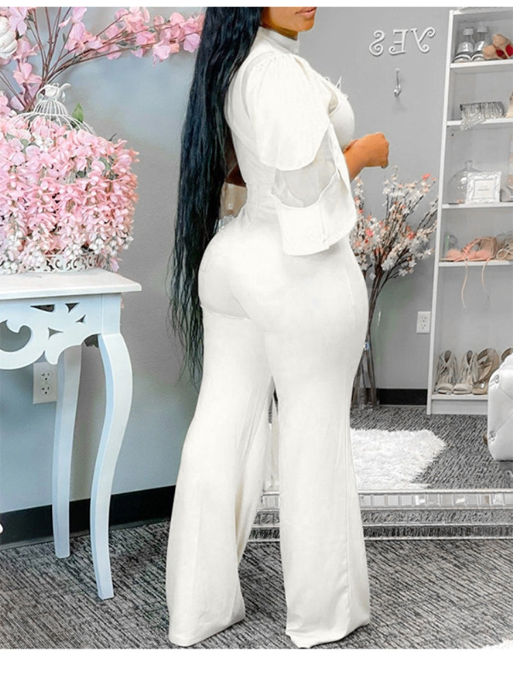 Autumn Formal White Patch Sexy Jumpsuit 3