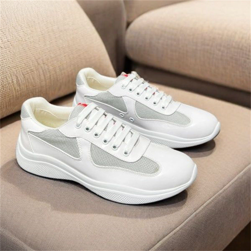PUatent Leather Fashion Casual Sneakers Breathable White Classic Men's Shoes 26