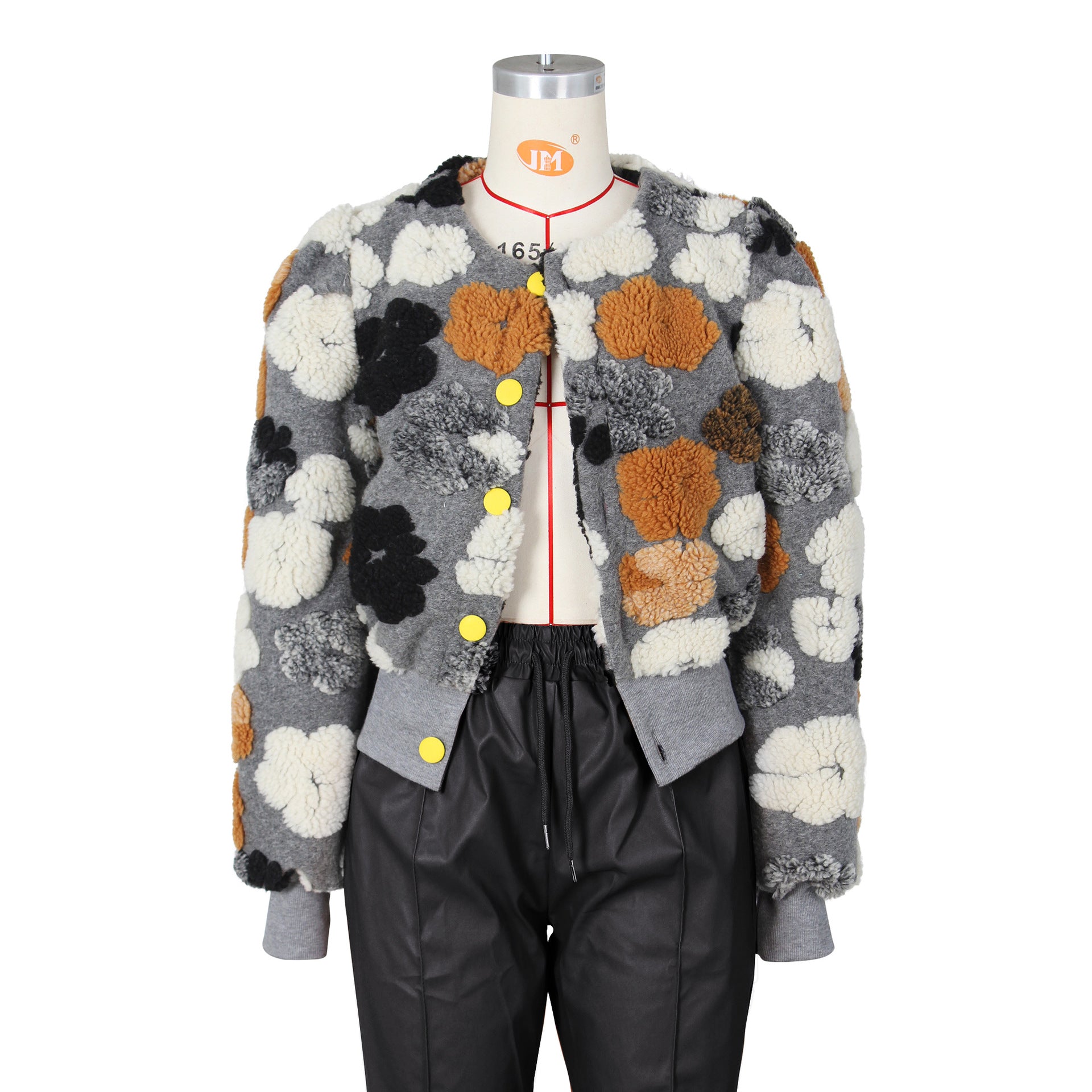 Women Fall and Winter Retro Flower Crop Jacket 34
