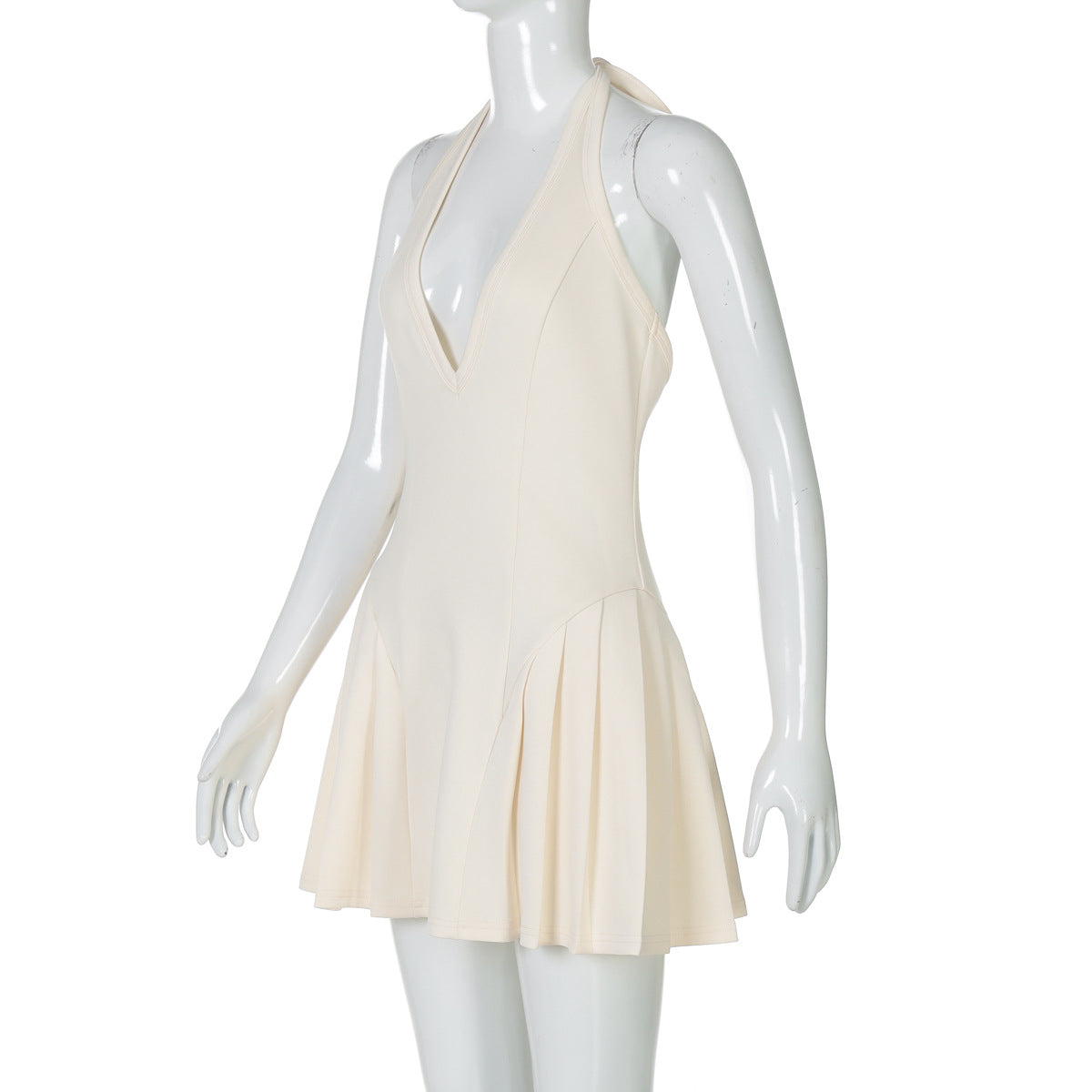 Summer Deep V-Neck Halter Neck Low Back Sexy Slim Waist Bodycon Mini Dress 9