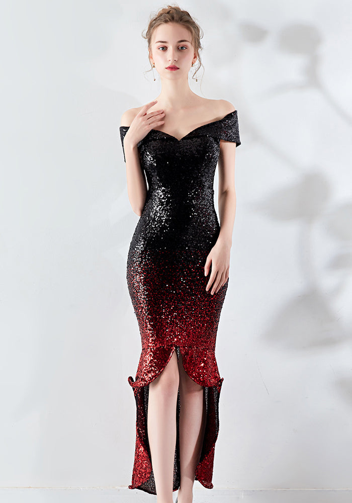 Sequins Sweetheart High Low Mermaid Evening Dress