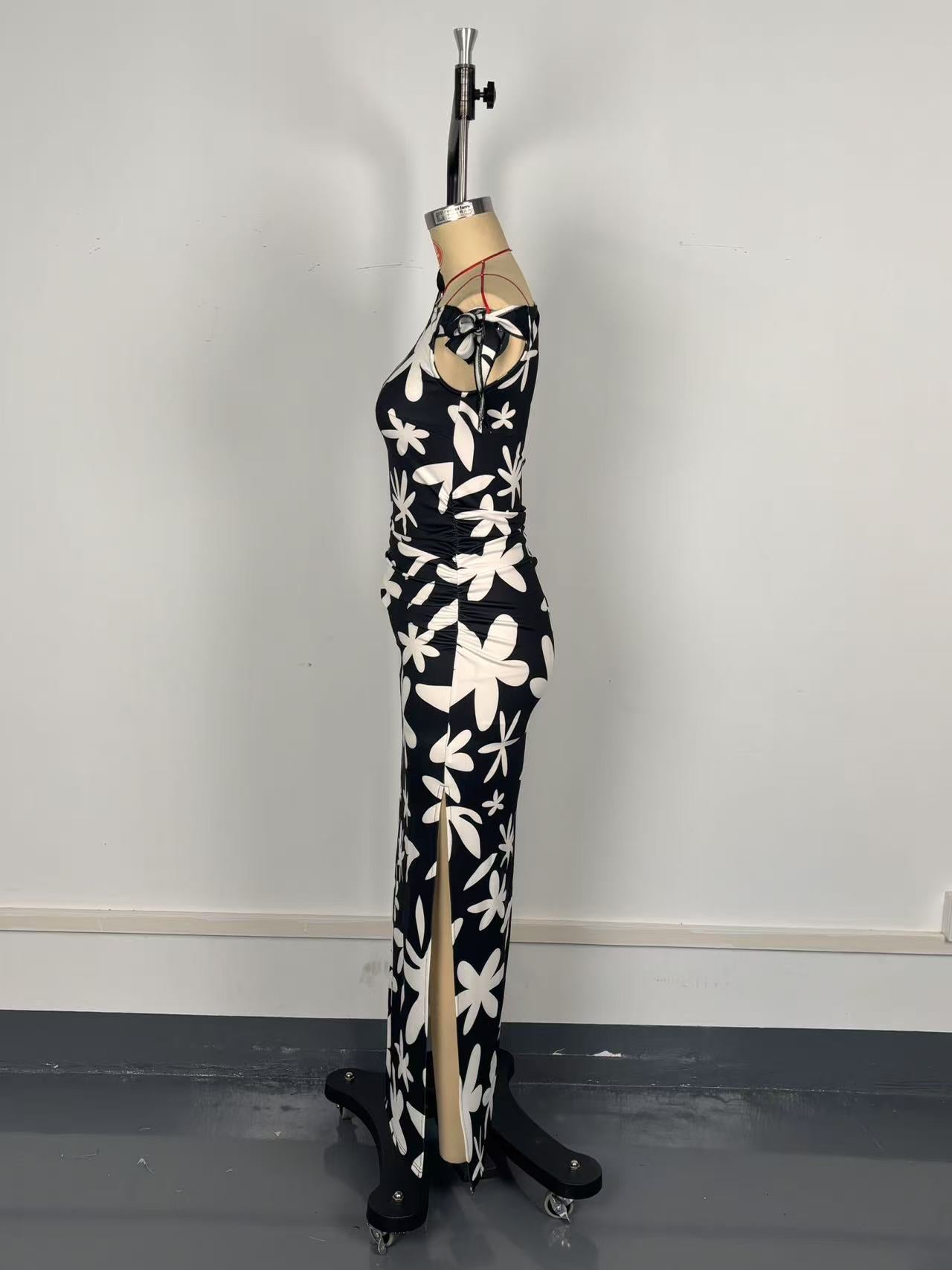 Women Floral One Shoulder Ruffle Dress 8