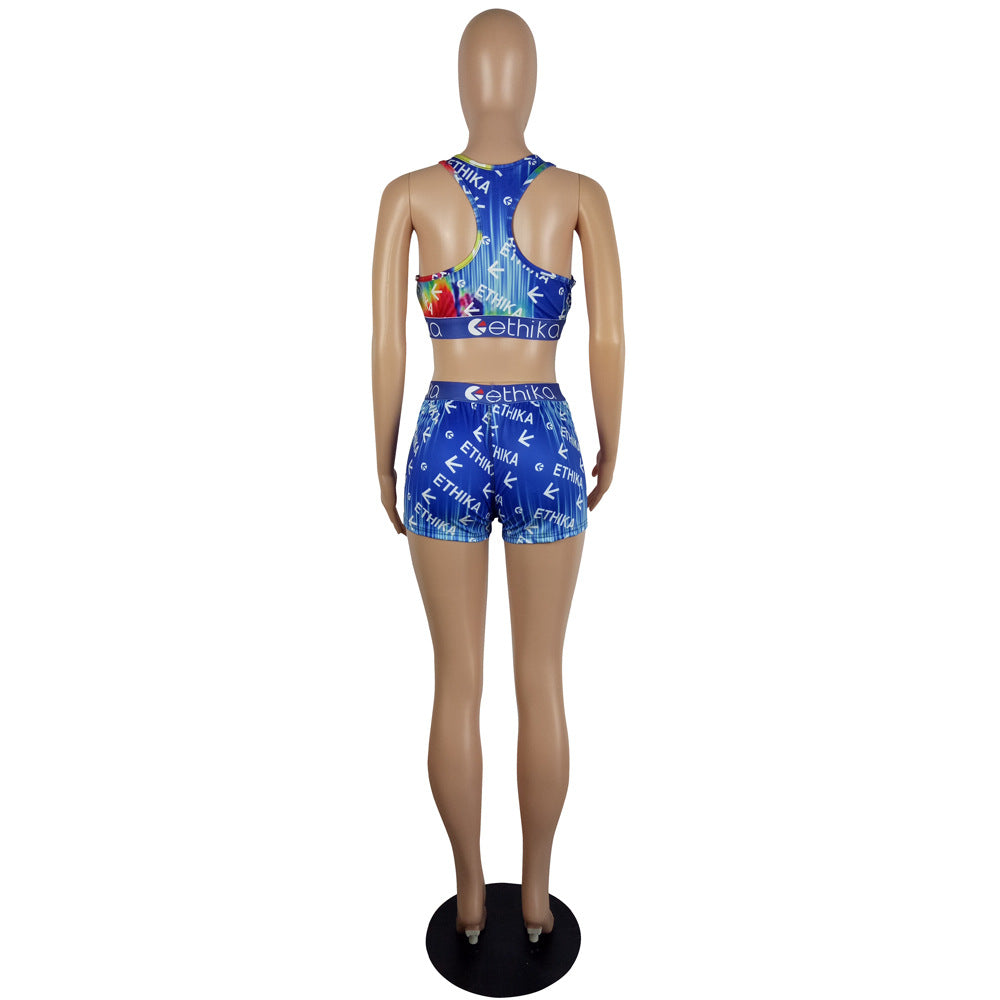 Women Summer Cartoon Printed Top and Shorts Two-piece Set 44