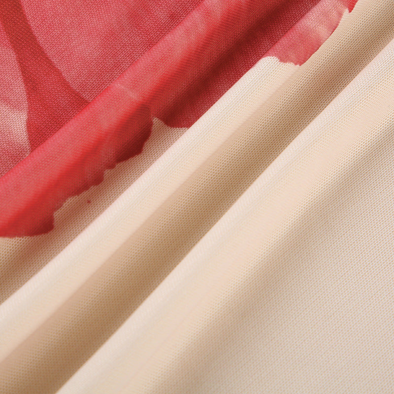 Women's sexy and elegant Holidays style printed contrasting color Halter Neck long dress 14