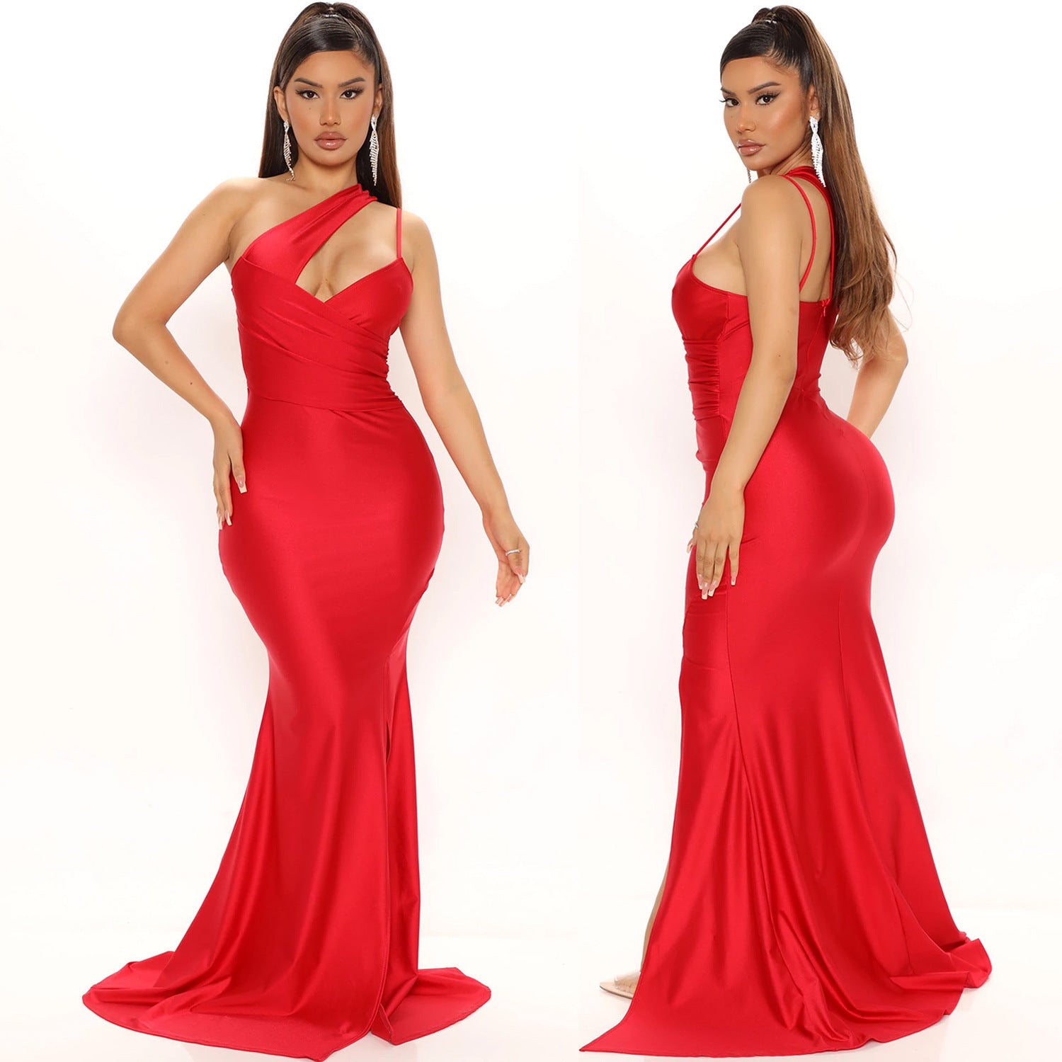 Women's Summer Slash Shoulder Strap Evening Dress 4