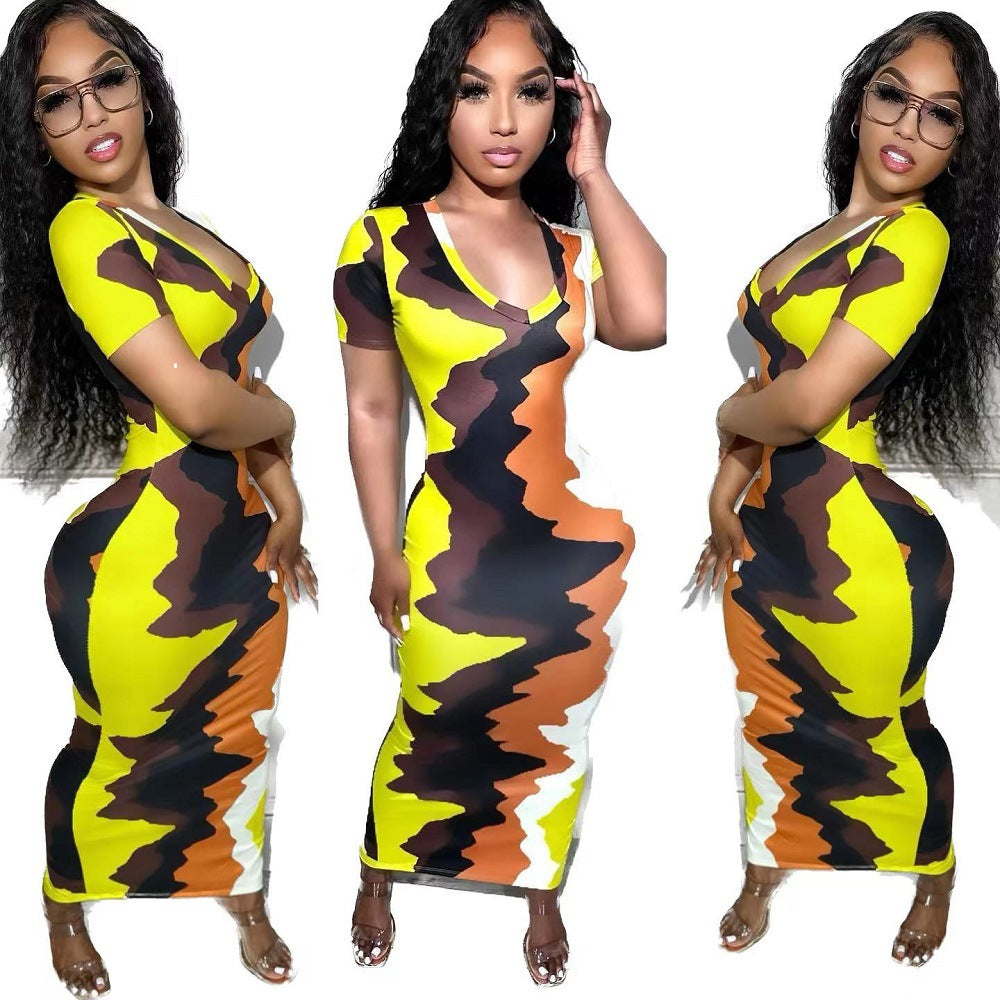 Summer Women Print Tie Dye Long Dress 7