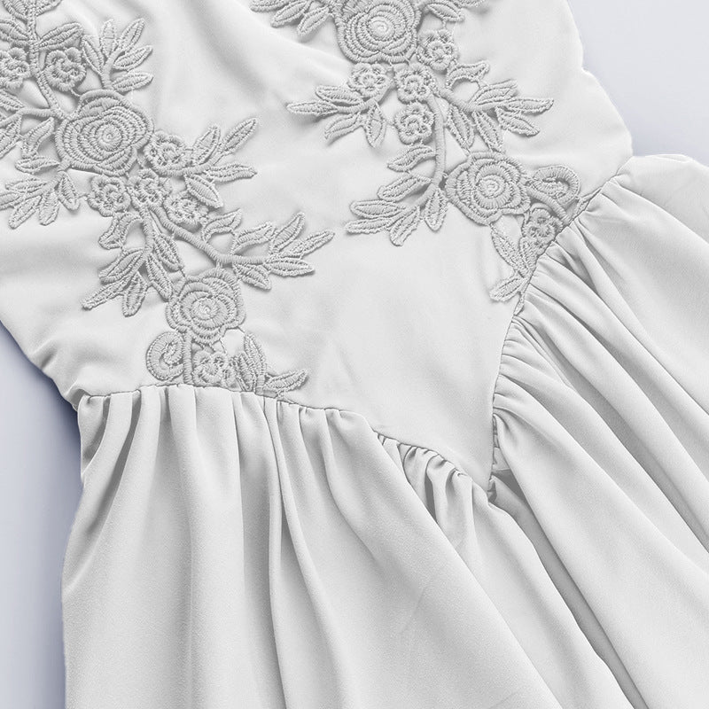 Women summer lace suspender puffy dress 13