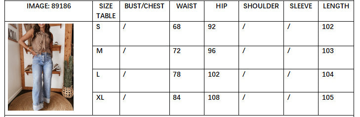 Women's Fashion Casual Washed Stretch Mid-Rise Straight Leg Denim Pants 7