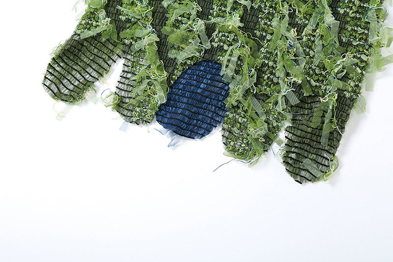 Autumn Women's Sexy High Neck Sleeveless Tassel See-Through High Waist Slim Long Dress 15