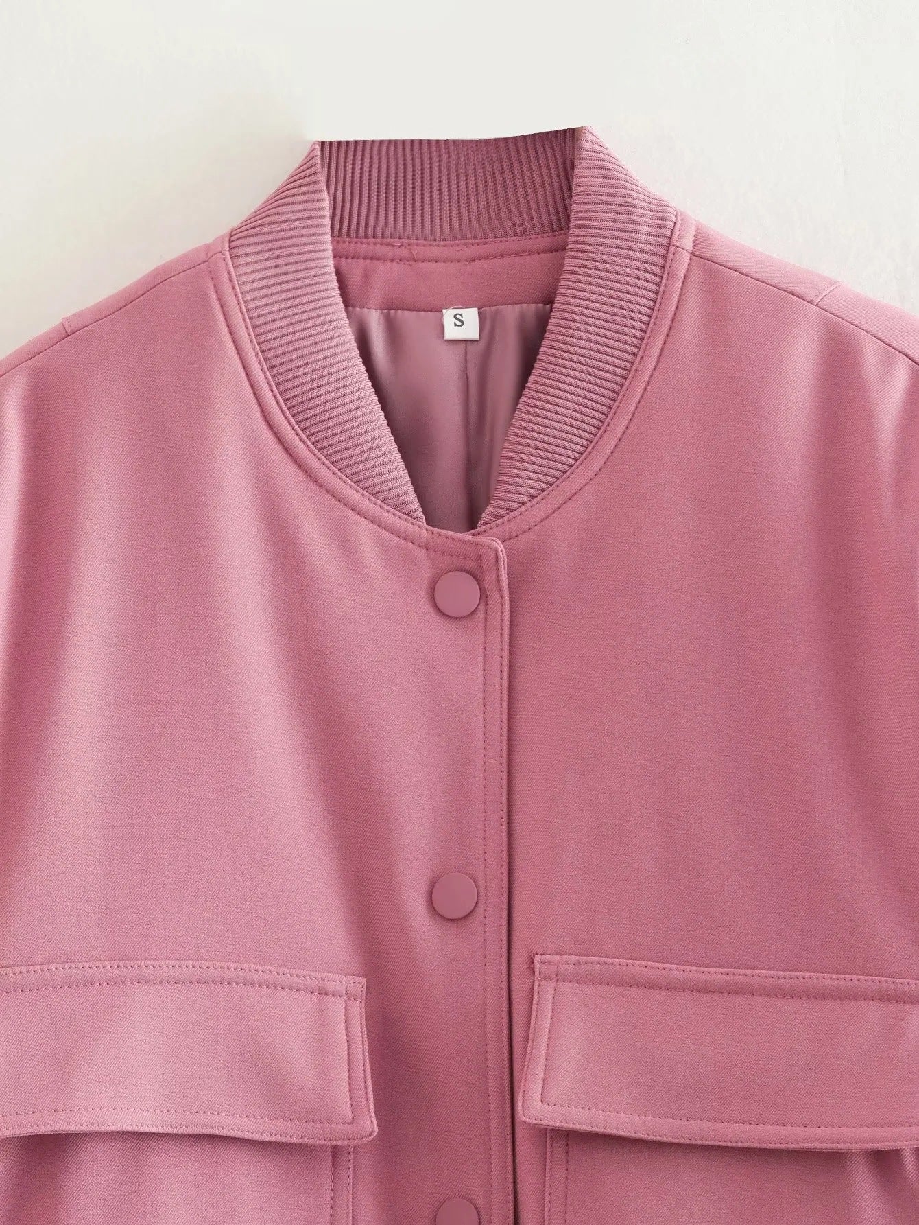 Women's Bomber Jacket Spring and Autumn Pocket Long Sleeve Casual Single Breasted Coat 55