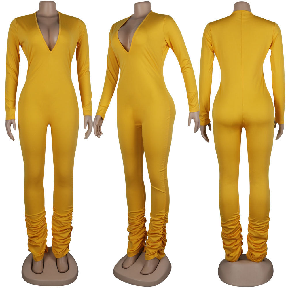 Women Solid V Neck Jumpsuit 16