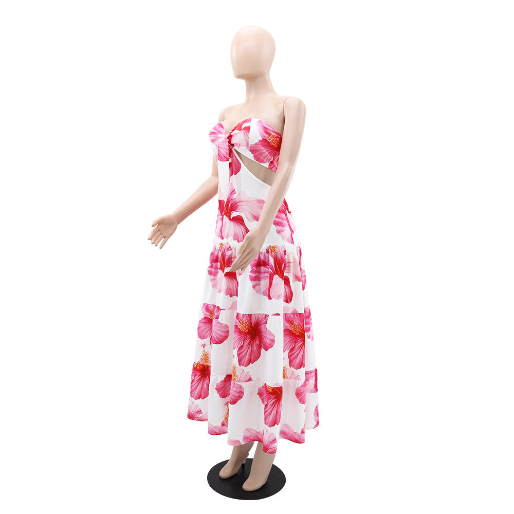 Women Printed Strapless Summer Dress 6