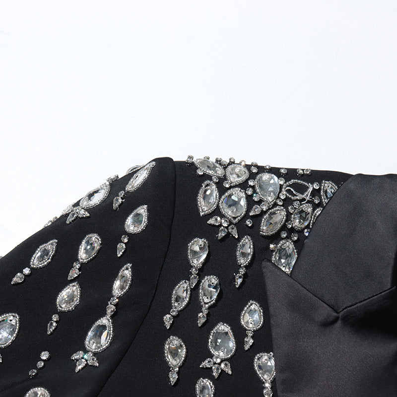 Women V-neck Beaded Diamond Blazer 10