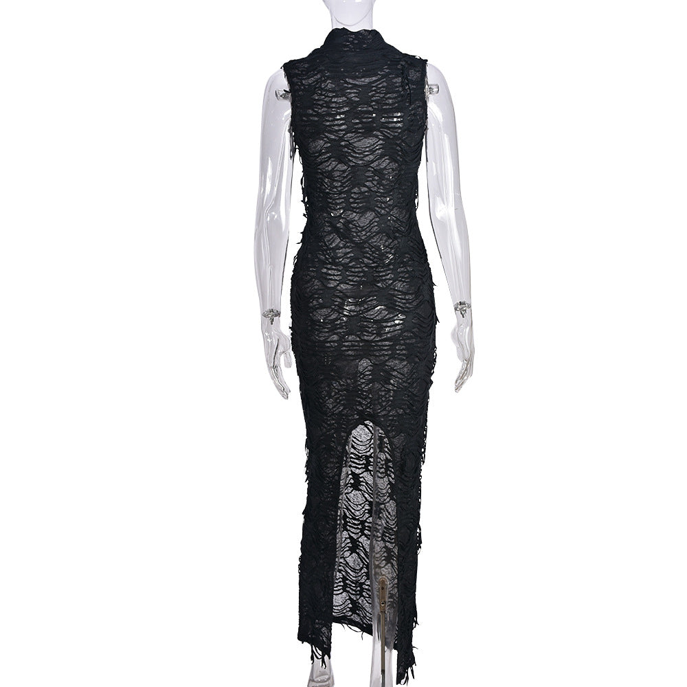 Women Tassel Style Stretch Sleeveless Maxi Dress 8