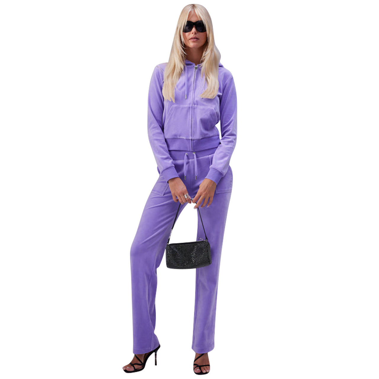 Women's Fashion Casual Solid Velvet Two Piece Tracksuit 11