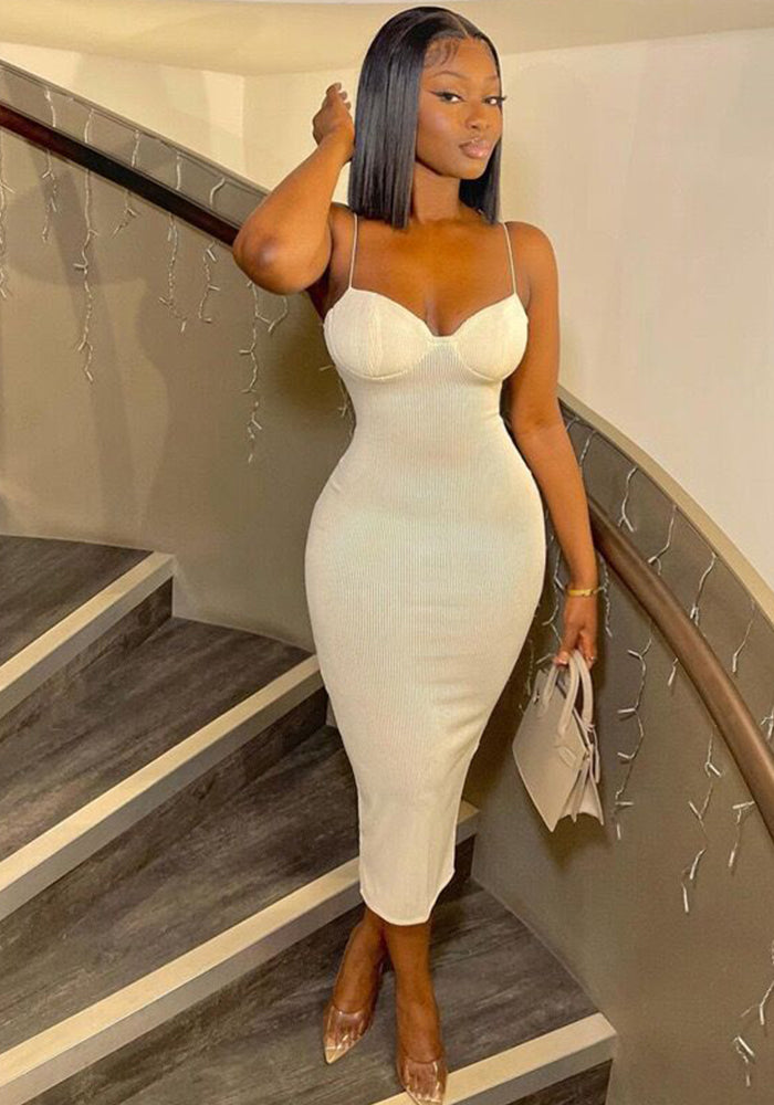 Women Summer Solid Bodycon Maxi Dress