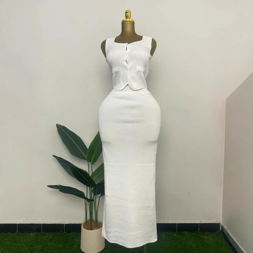 Women knitting Top and Skrit two-piece set 8