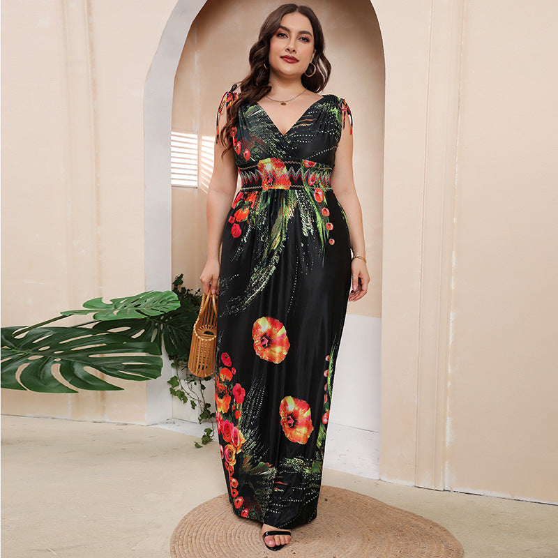 Plus Size Women Boho Print Beach Holidays Dress 11