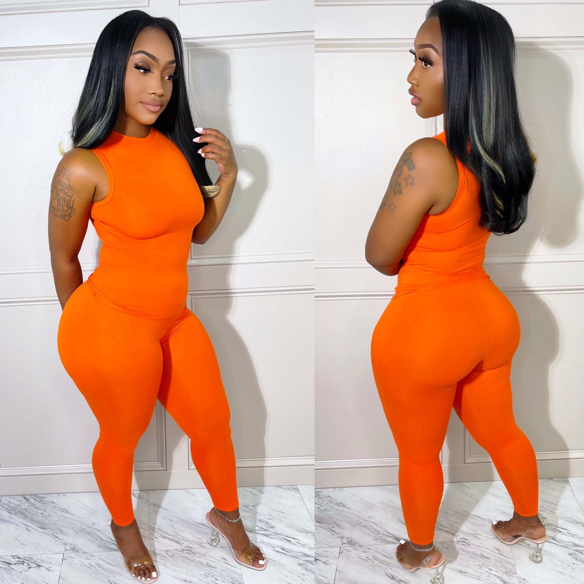 Women's autumn and winter women's solid color multicolor sleeveless two piece pants set 10