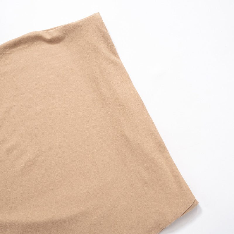 Women's Spring Solid Short Sleeve Crop Two Piece Skirt Set 55