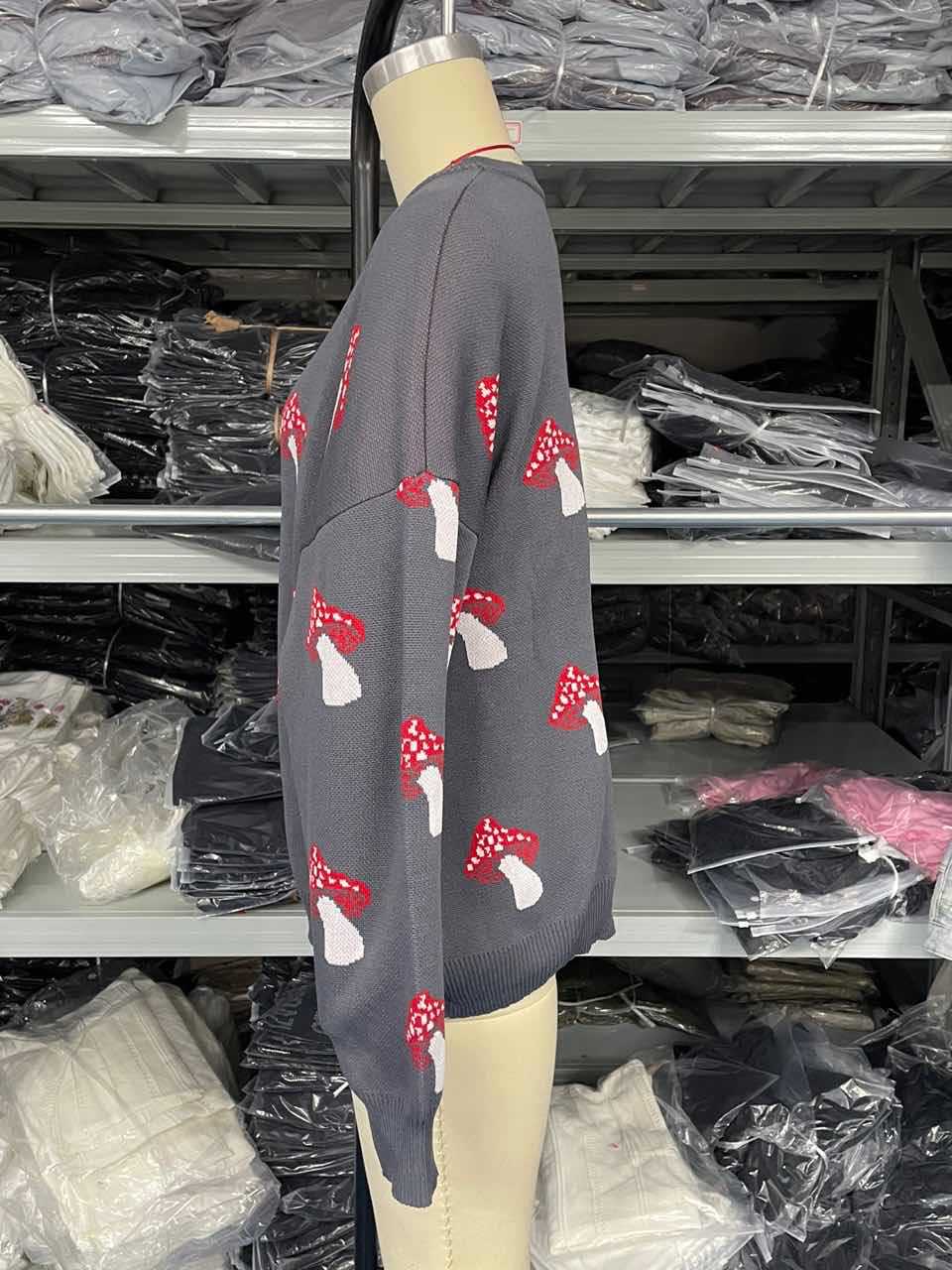 Women Loose Contrast Jacquard Knitting Sweater 12