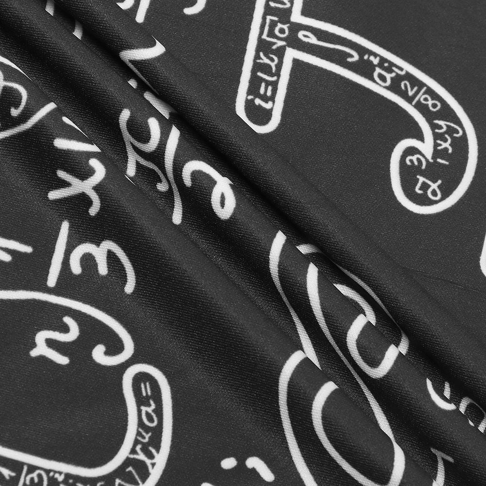 Women's Print Tight Fitting Long Sleeve Two-Piece Midi Shorts Set 16