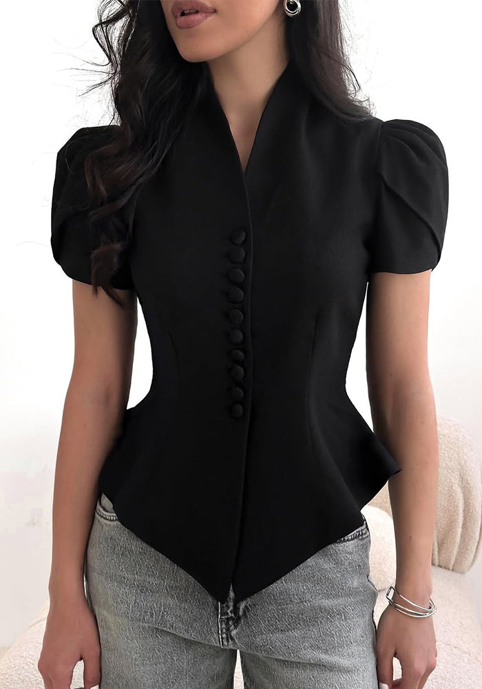 Women Summer Irregular Short-Sleeved Shirt Top