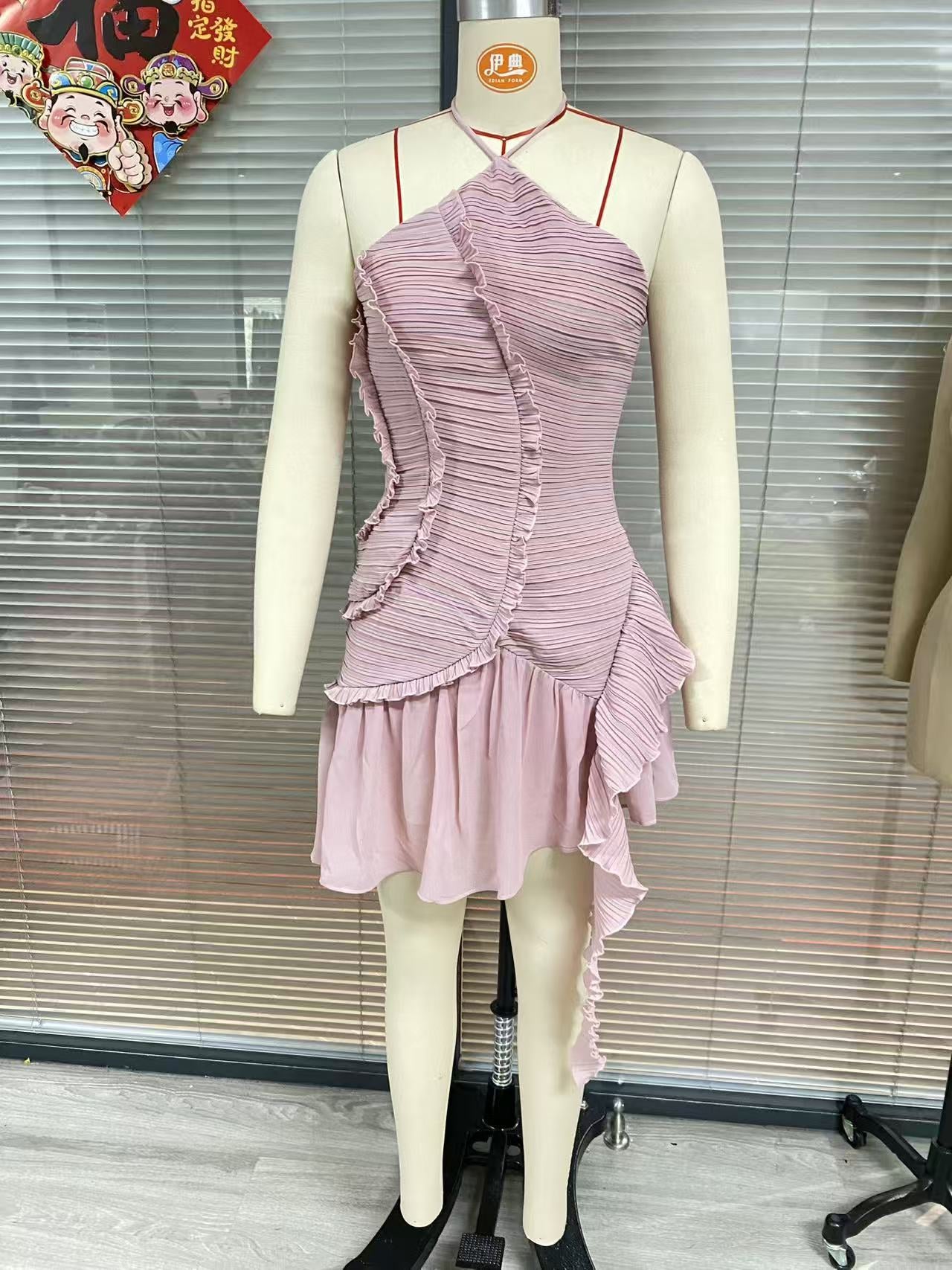 Women Summer Irregular Halter Neck Holiday Dress