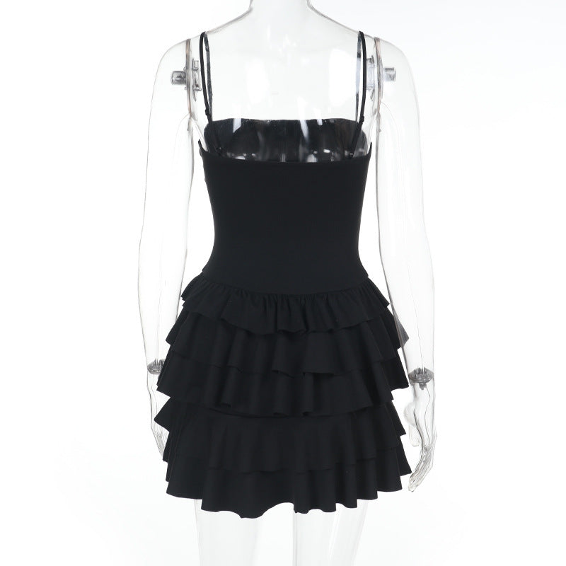 Strap ruffle sexy Low Back women summer Ruffle short dress 5