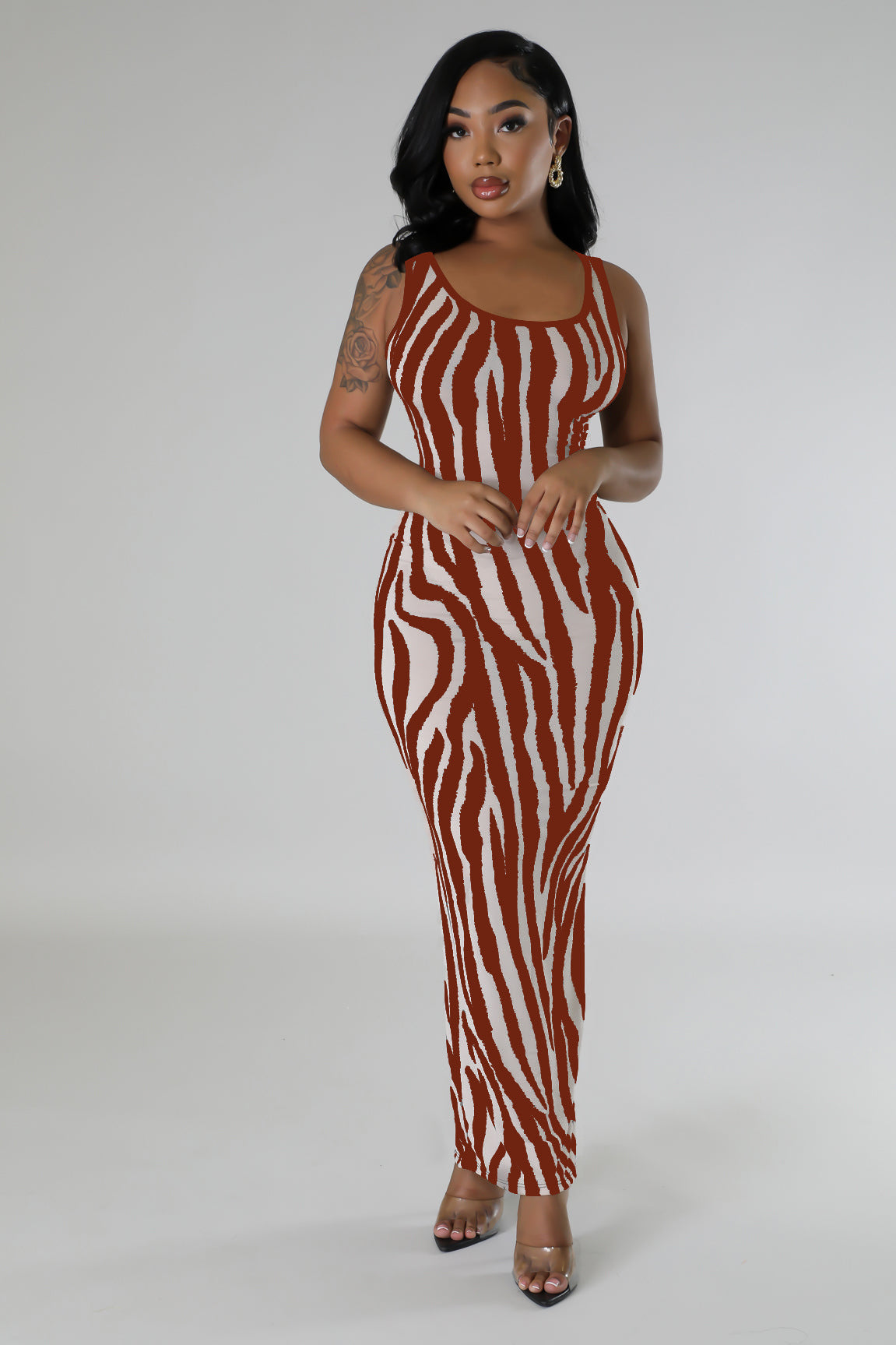 Summer Women's Zebra Print Sleeveless Hollow Long Dress 8