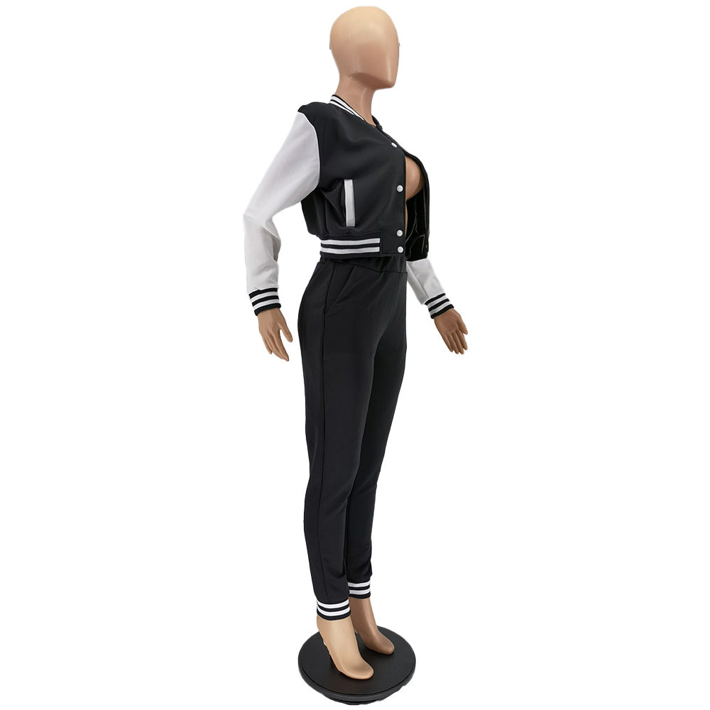 Women's Winter Fashion Ribbed Multicolor Baseball Uniform Set 31