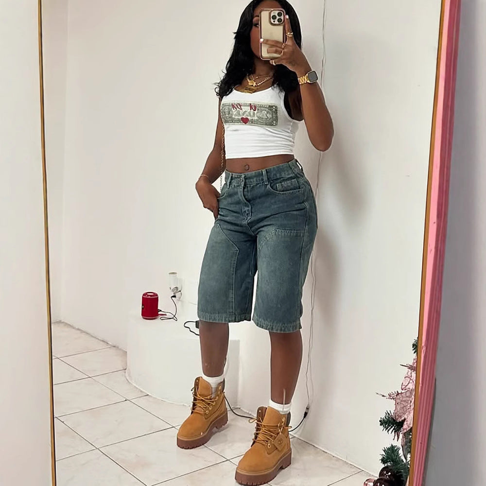 Loose Summer Casual Washed Denim Shorts 3