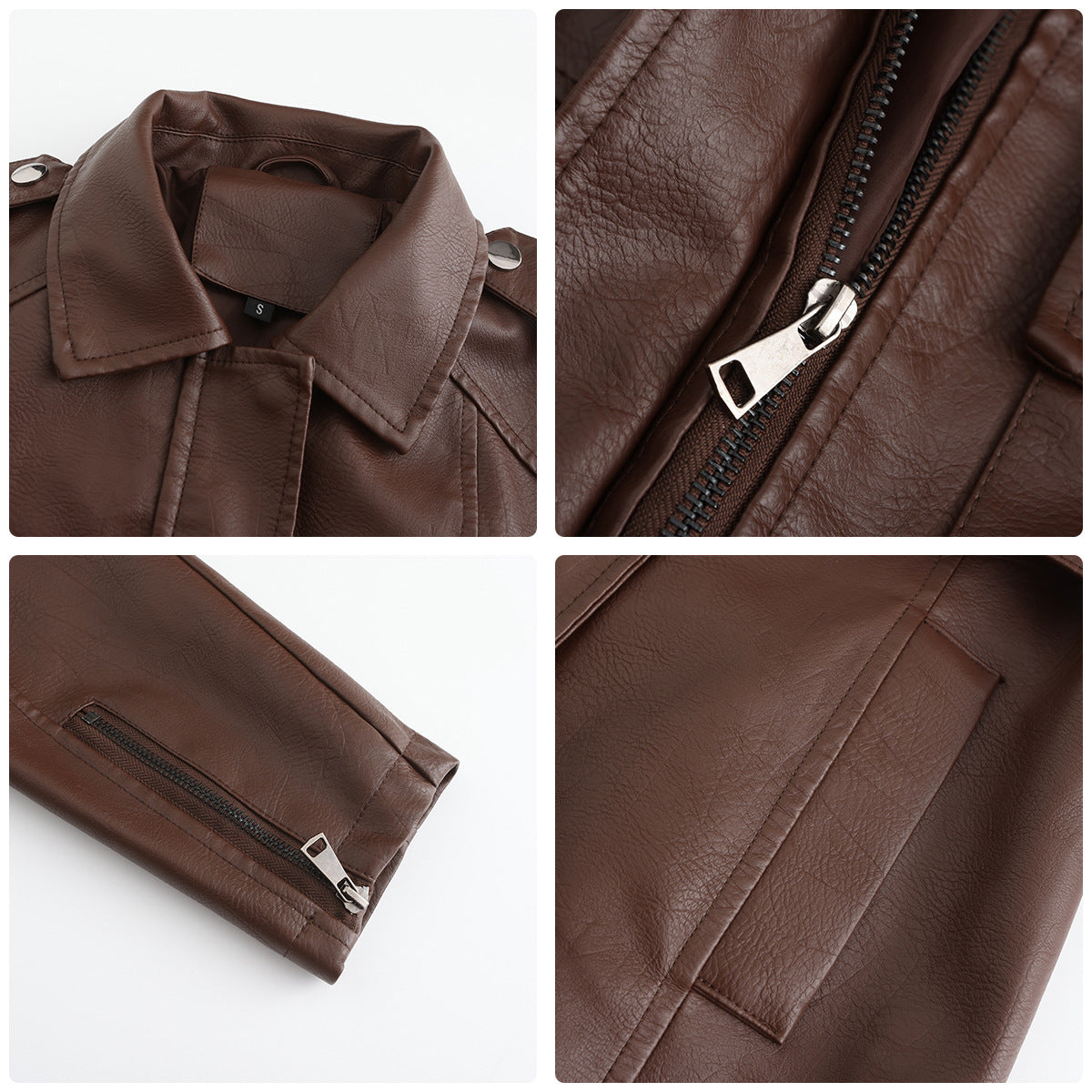 Spring And Autumn Long-Sleeved Leather Windbreaker Leather Jacket With Belt Fashionable British Jacket For Women 18