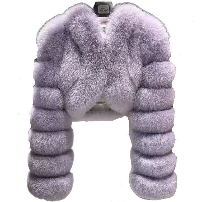 Faux Fur Coat Fox Fur Short Patchwork Winter Warm Top Jacket 9