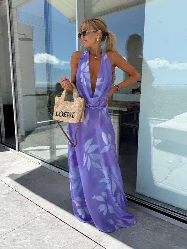 Women's Fashion Printed Round Neck Sleeveless Tide Dress 10