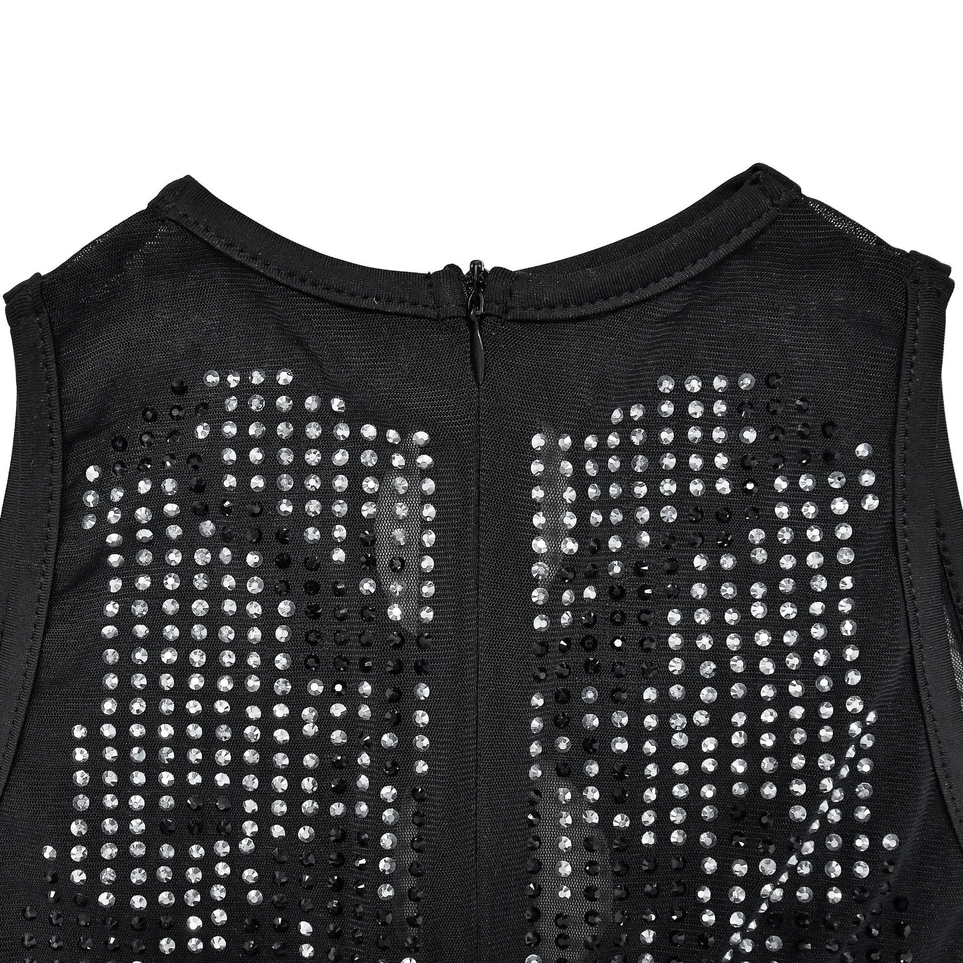 Women Solid mesh Beaded Hollow Bodycon Dress 23