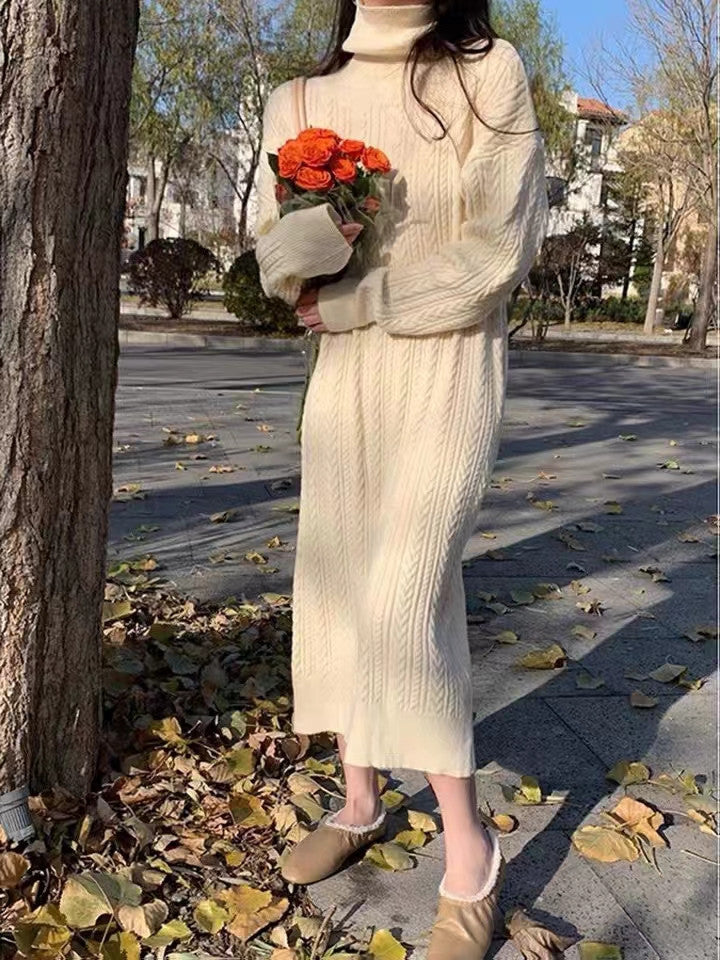 Fashion Chic Turtleneck Women's Pullover Sweater Autumn And Winter Long Knitting Twist Basic Top For Women 4