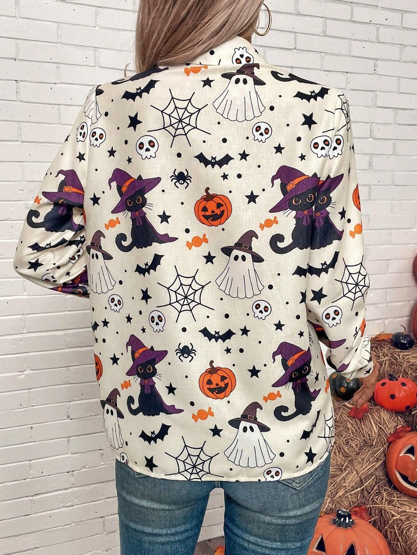 Halloween Women Printed Long Sleeve Shirt 3