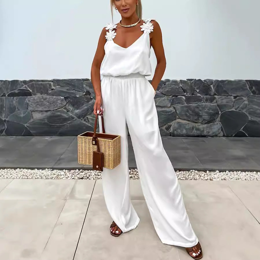 Spring Summer Style Strap Sleeveless Casual Loose Women Jumpsuit 8