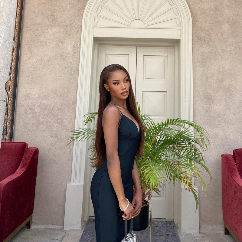 Summer fashion solid color sleeveless mesh patchwork sexy dress 5