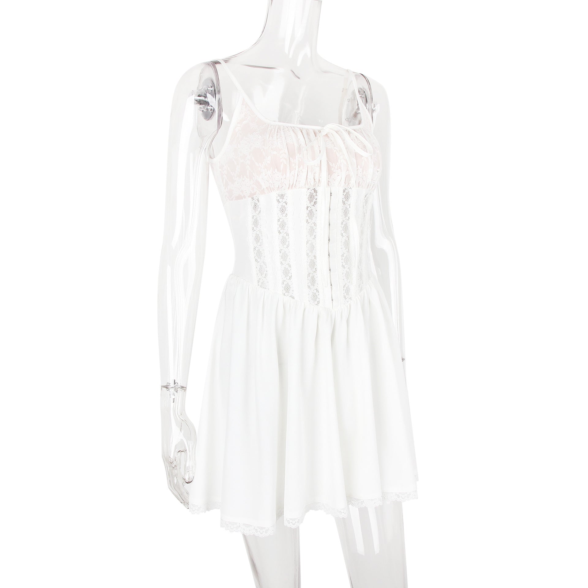 Women Sexy Lace Backless Sexy White Suspender Skirt Tutu Skirt 7