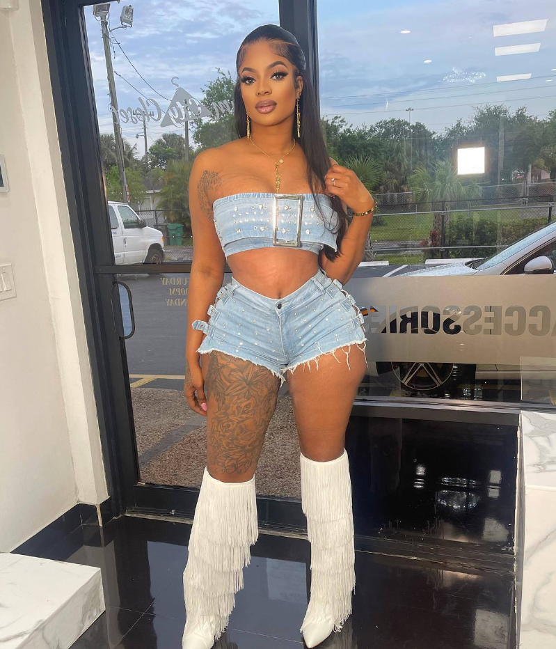 Fashionable Women's Clothing Sexy Strapless Beaded Stretch Two Piece Denim Shorts Set