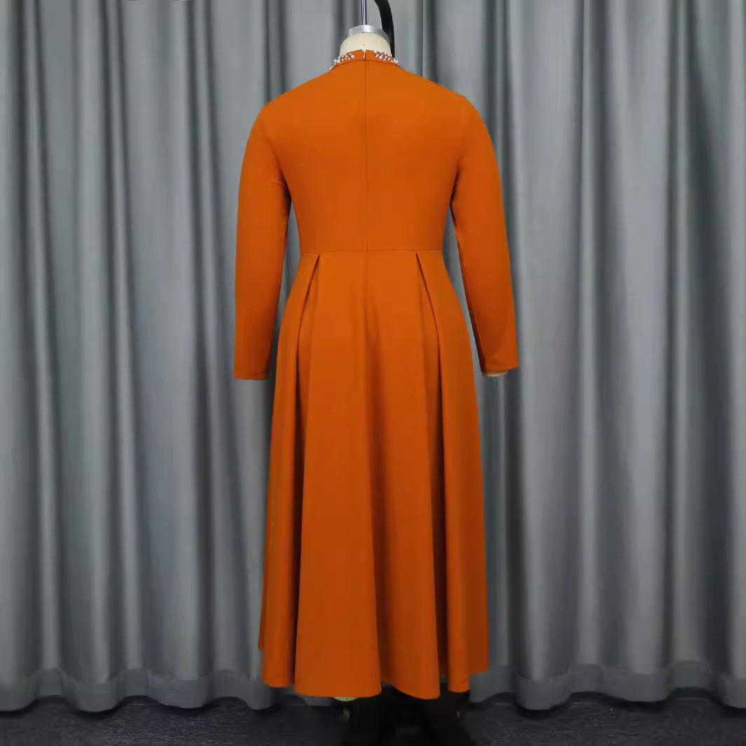 Women's Fashion High Neck A-Line Elegant Beaded Dress 4