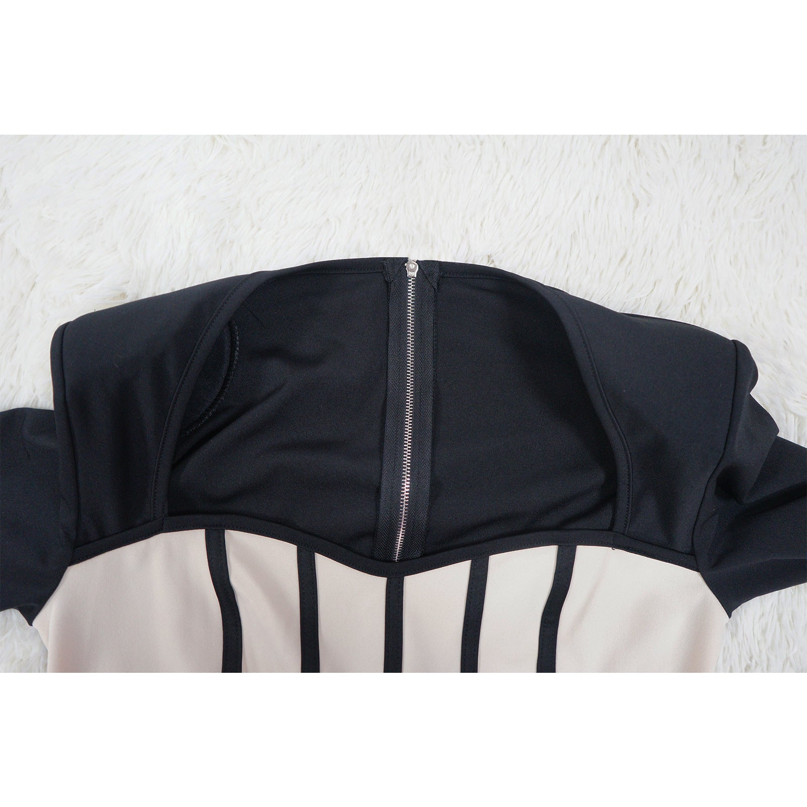 Women's Sexy Slim Waist Contrast Patchwork Long Sleeve Wide Leg Jumpsuit 19