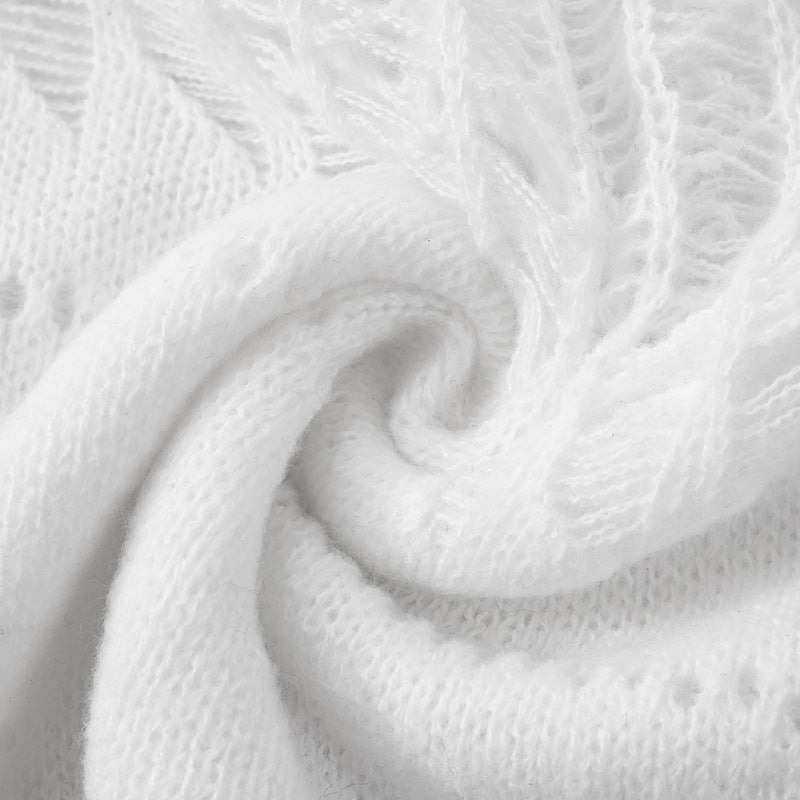 Women autumn and winter hollow Ripped knitting Top 19